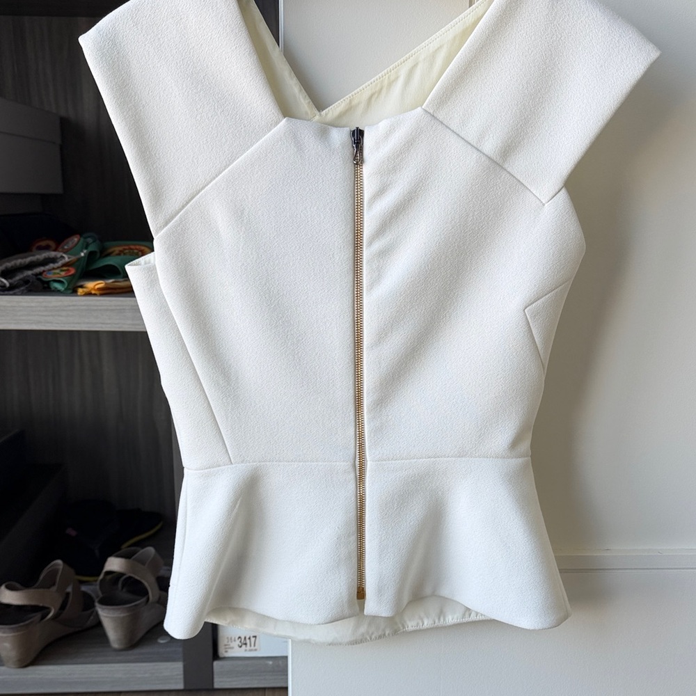 Roland Mouret White Sleeveless Peplum Top - Picture 3 of 4